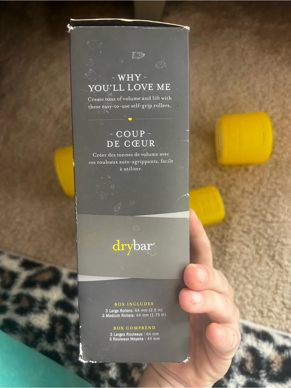 Drybar High Tops Self-Grip Rollers Set of 5 Yellow w/ Box